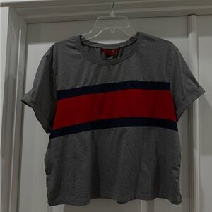 Gray T-Shirt with Red Stripe from Hot Kiss